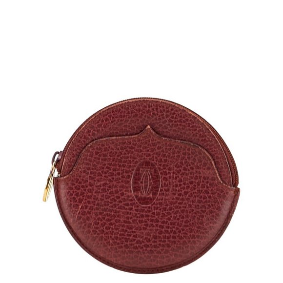 Cartier wallet/coin case, burgundy leather, women's, wine red. - Picture 1 of 12